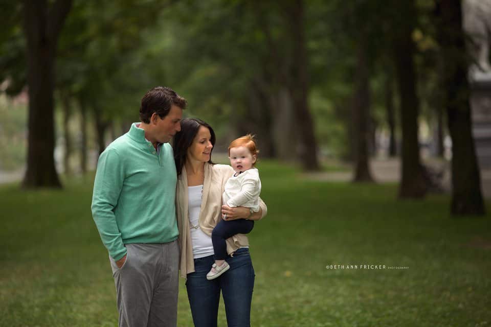 family looking at each other commonwealth mall boston baby photographer