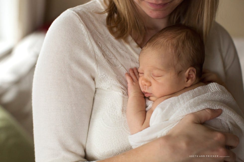 tender moment with mom and baby newborn lifestyle portraits {brookline ma newborn photographer}