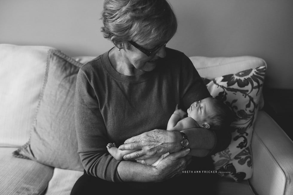 sweet moment with grandma and baby newborn lifestyle portraits {brookline ma newborn photographer}