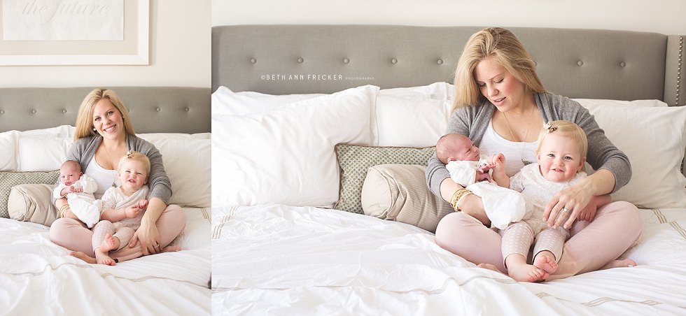 Mommy with her girls Boston Newborn Lifestyle Photographer