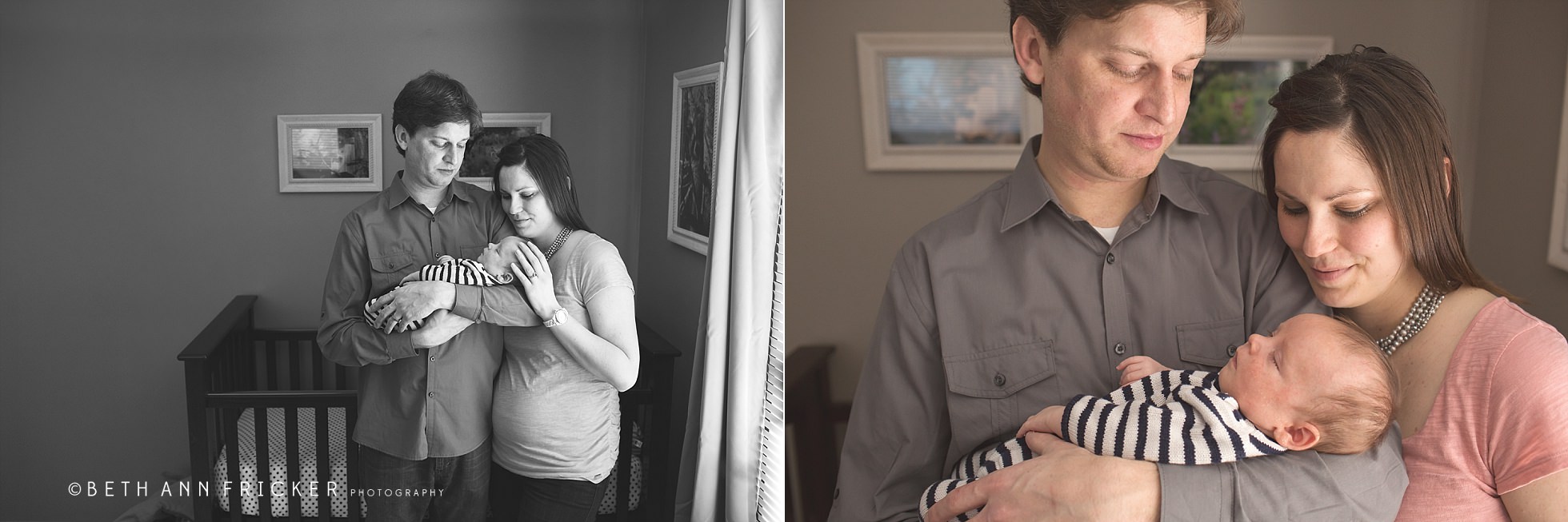 new family of three in nursery boston newborn lifestyle photographer