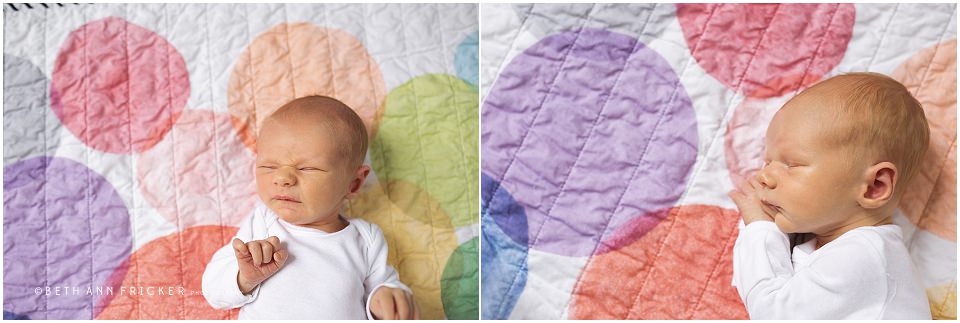 baby on blanket made for him in nursery boston newborn lifestyle photographer
