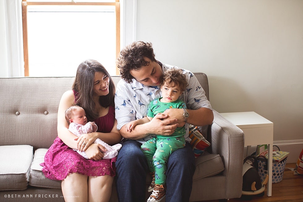 Boston newborn lifestyle photographer family of four