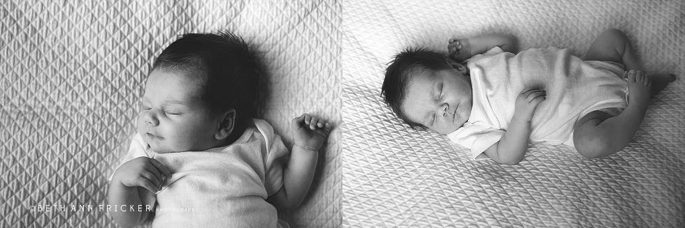 Boston newborn lifestyle photographer newborn on bed