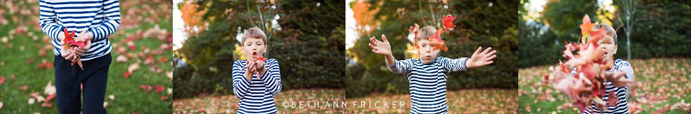 outdoor sibling  photos playing in leaves Wellesley Newborn photographer