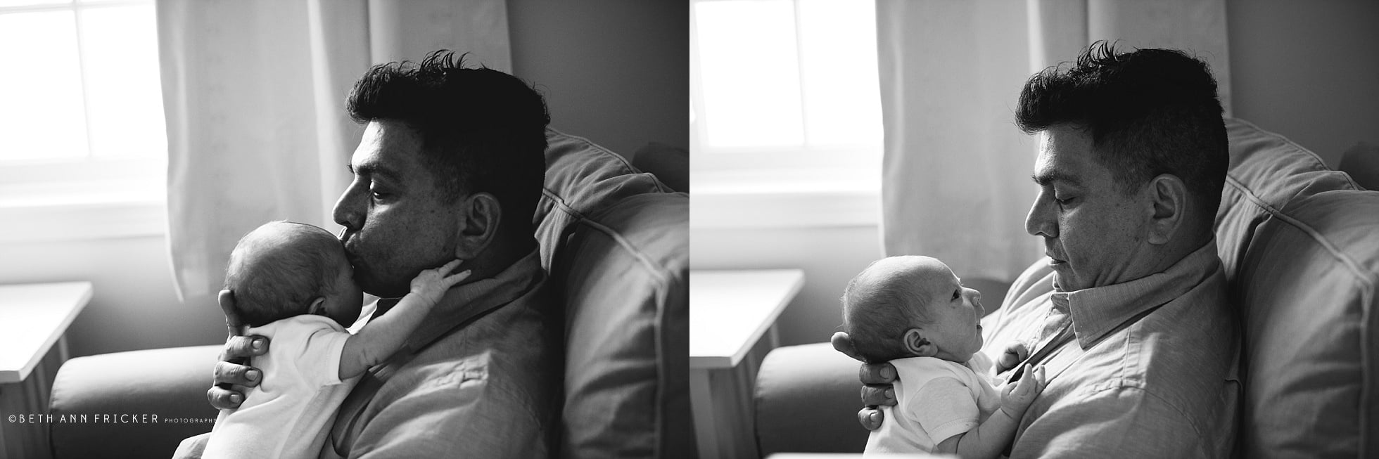 newborn baby girl with dad in nursery Boston Baby Photos