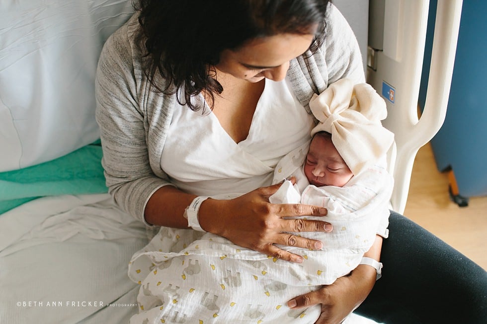 newborn baby wth mom old Boston newborn Photographer hospital session