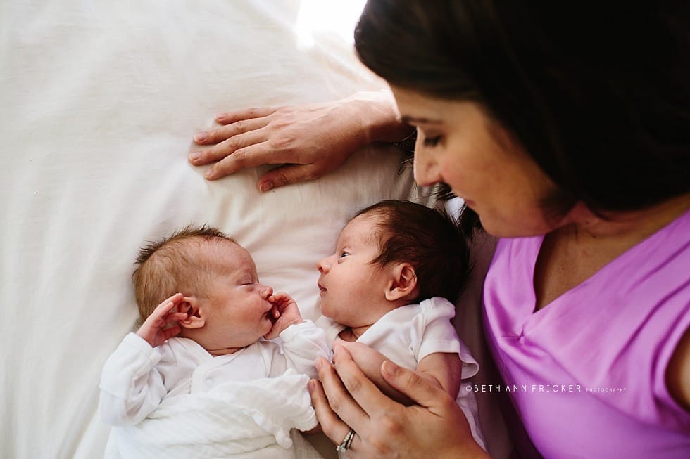 newborn twins with mom Natick newborn photographer