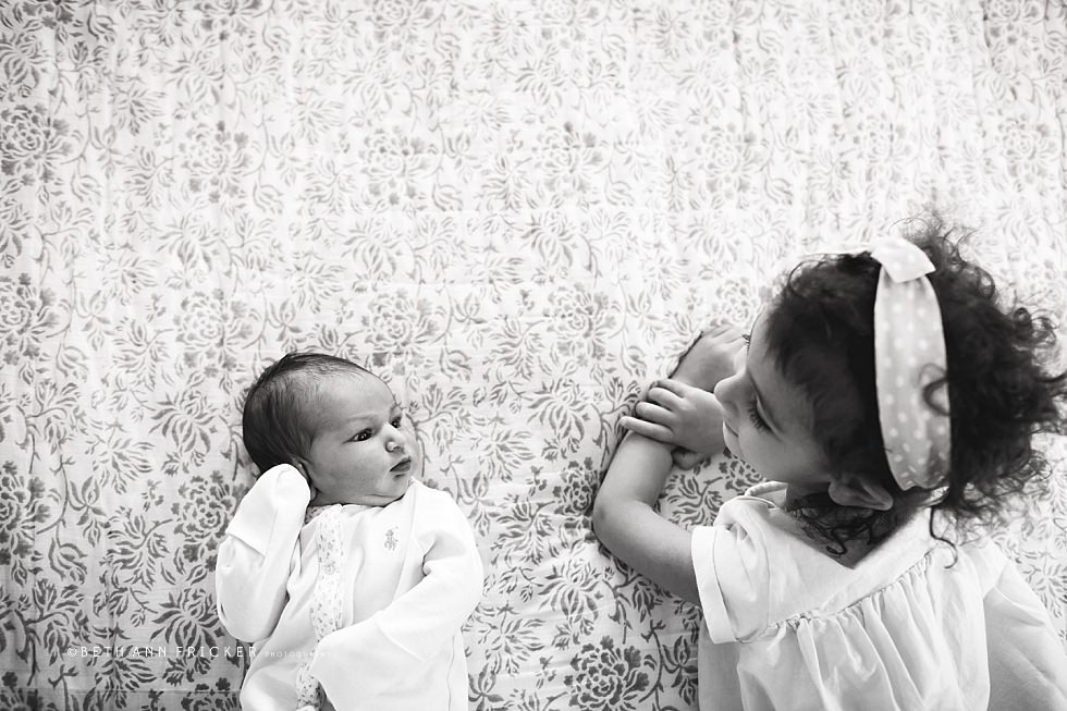 big sister with newborn sister Arlington MA newborn photographer