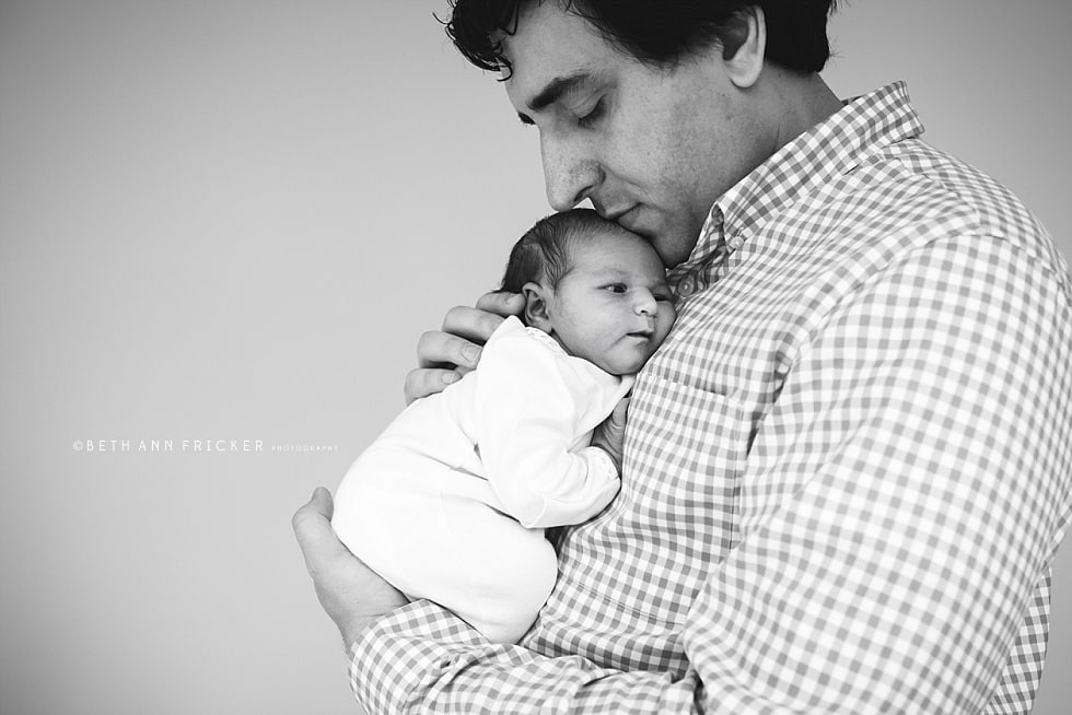 newborn daughter with dad Arlington MA newborn photographer