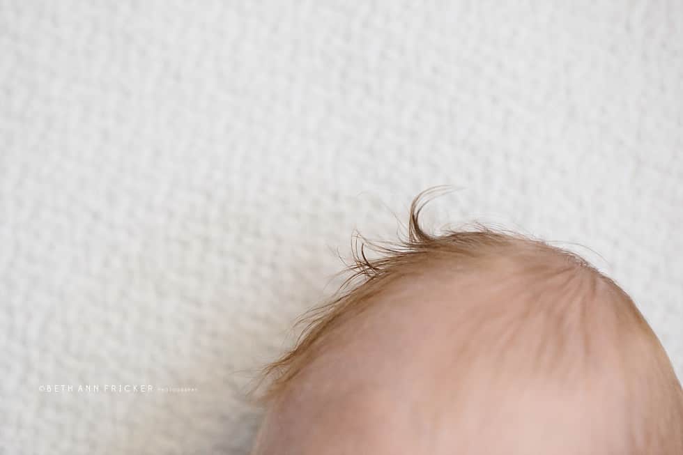 newborn baby boy hair detail boston newborn photographer