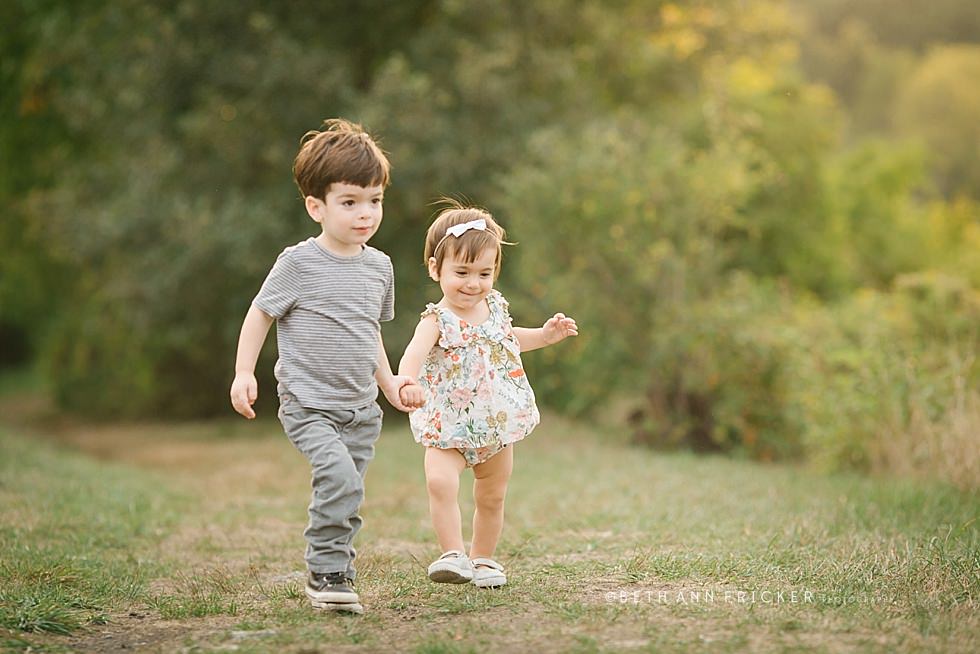 toddler girl with brother Newton family photographer
