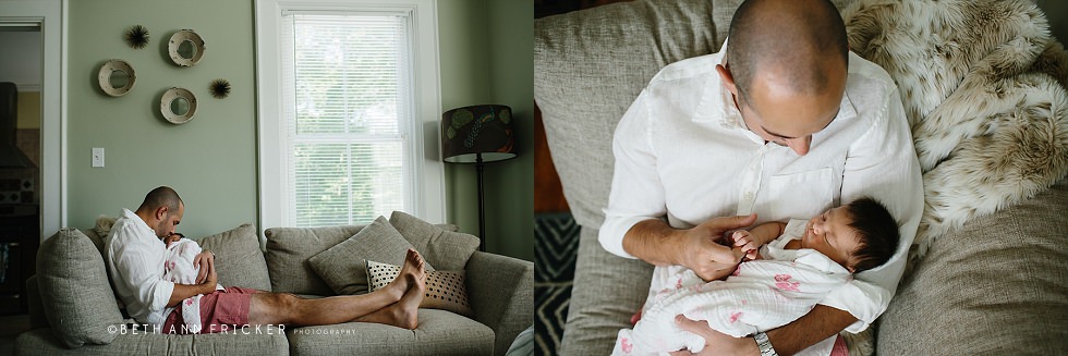 newborn baby hanging out with dad natick ma newborn photographer