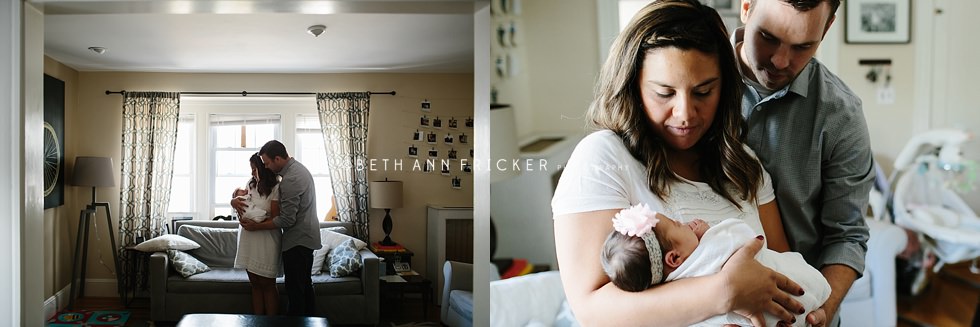 Parents holding newborn daughter Arlington MA Newborn Photographer