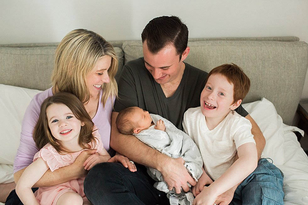 family with three kids Newton Newborn Photographer