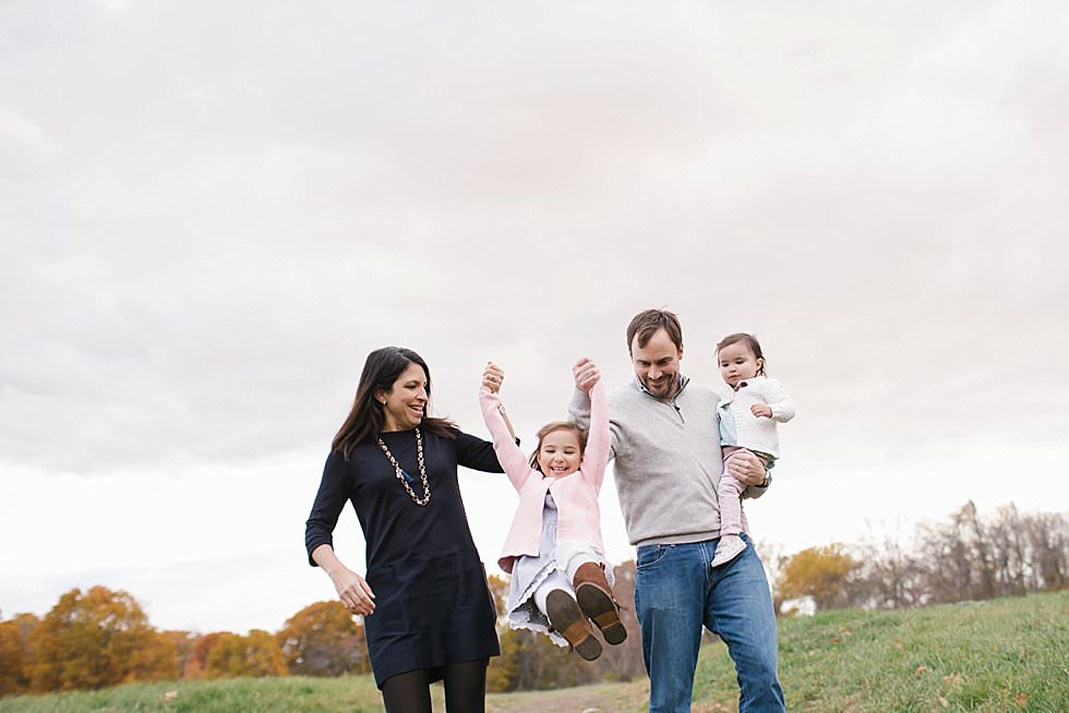 family walking together in Energy filled fall family session boston family photographer