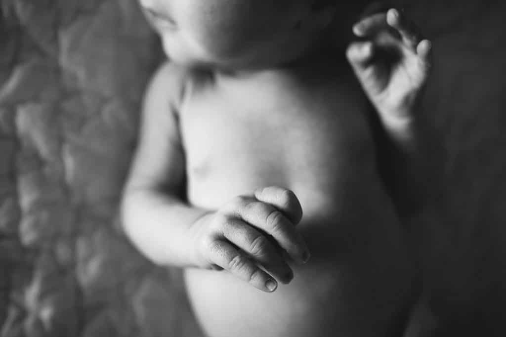 Newborn baby fingers black and white Boston Lifestyle Newborn Photographer