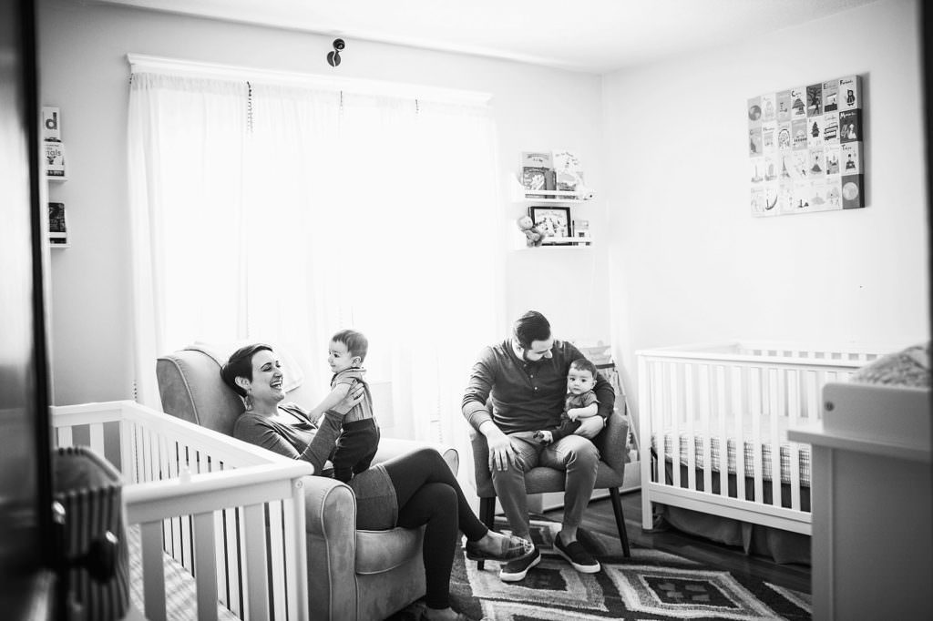 hanging out in the nursery with 6 month old twins Boston baby photographer