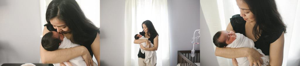 mom holding newborn baby Dedham Newborn Photographer