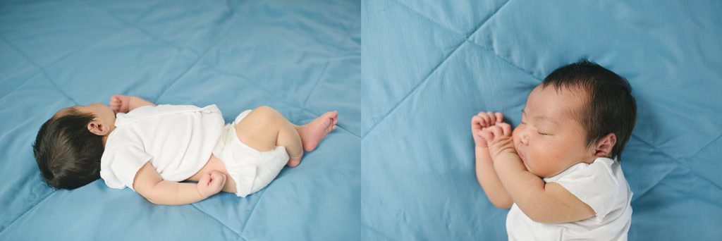 Newborn baby portrait in crib Dedham Newborn Photographer