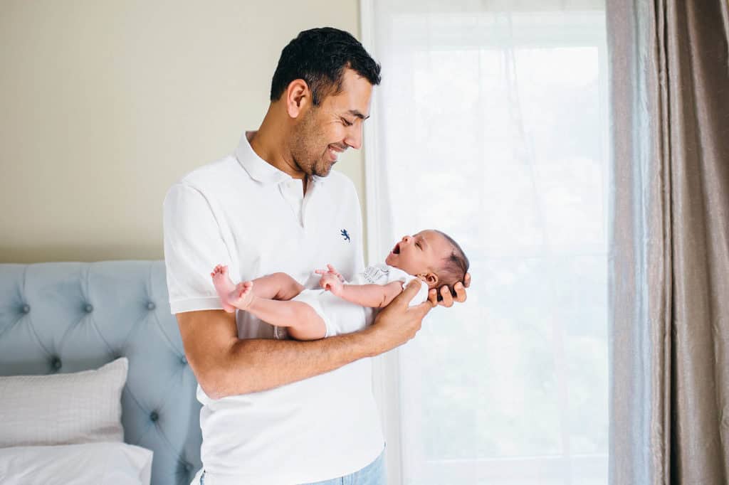 North Shore newborn photographer dad and baby son