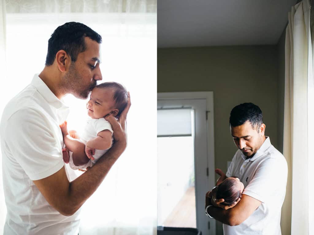 North Shore newborn photographer dad and baby son