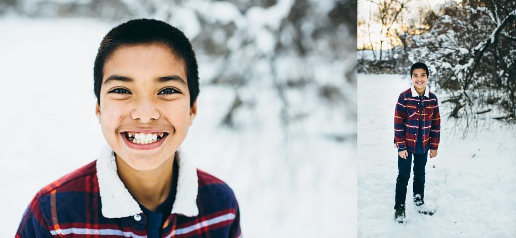 portraits of a boy in the snow Massachusetts Family photographer