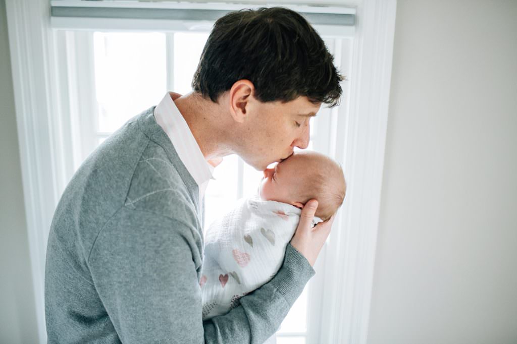 dad kissing baby Newton Newborn photographer