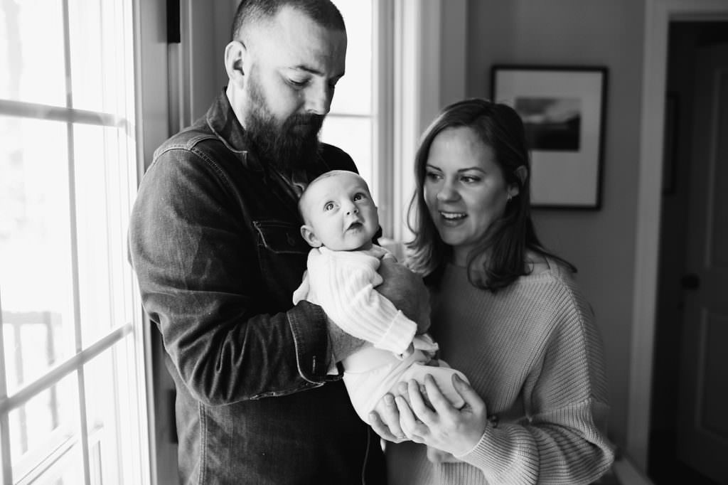 black and white family portrait North Shore Newborn Photographer