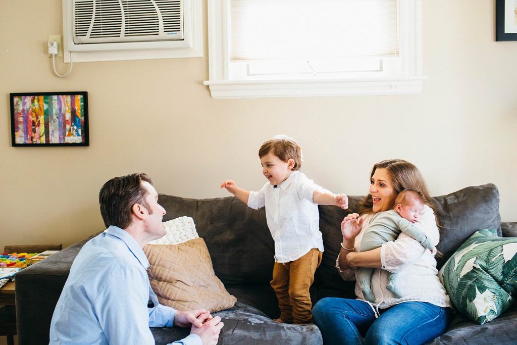 high energy big brother jumping Medford newborn photography