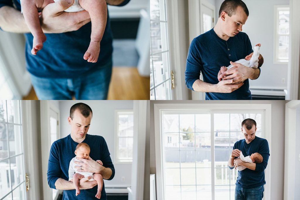 dad holding baby dedham newborn photographer