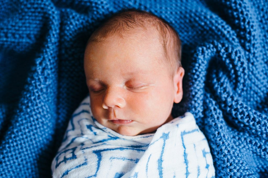baby's face in handmade blanket Newburyport Newborn Photographer