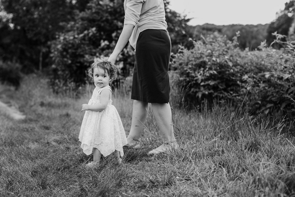 mom walking with baby girl Boston Family Photographer