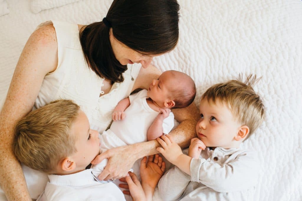 mom with three kids concord newborn photographer