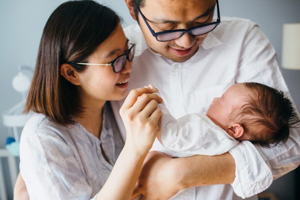 mom, dad and newborn lowell newborn photographer