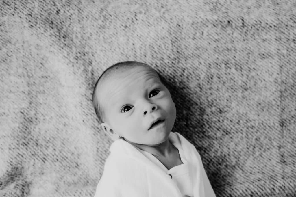 black and white baby portrait south shore newborn photo