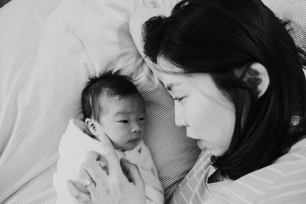 mom and baby Acton newborn photographer
