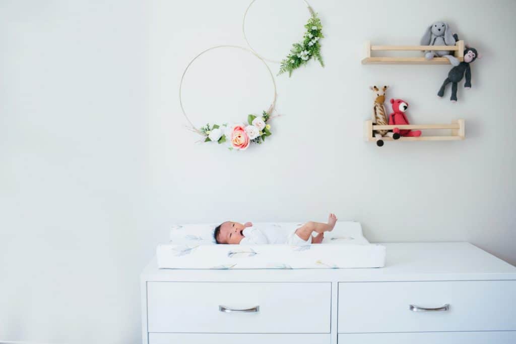 baby in nursery Acton newborn photographer