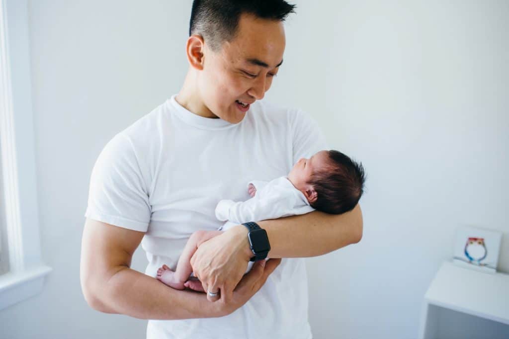 dad and baby Acton newborn photographer