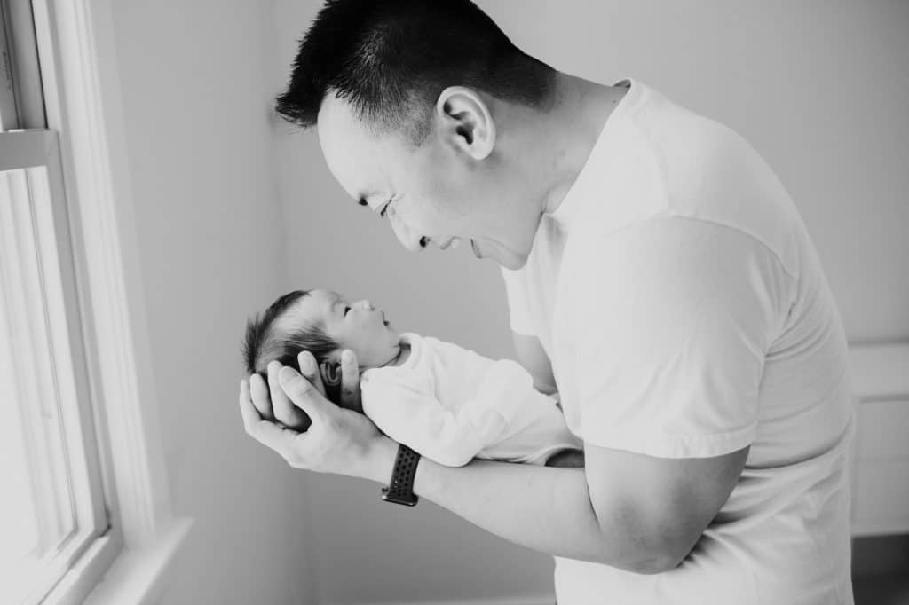 dad and baby Acton newborn photographer