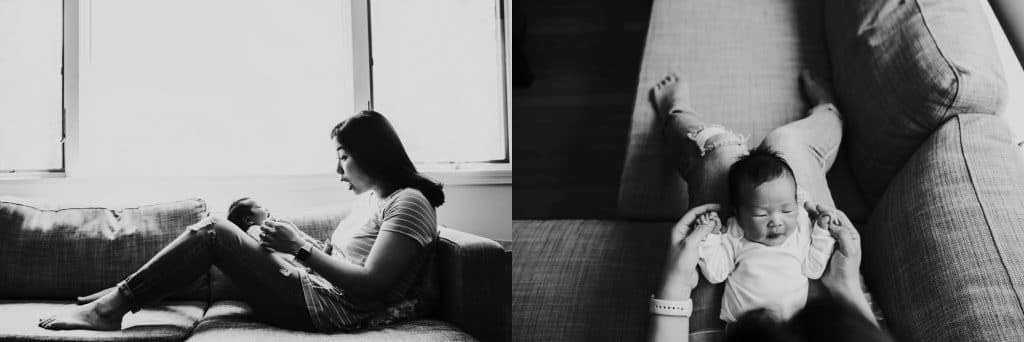 mom with baby Acton newborn photographer