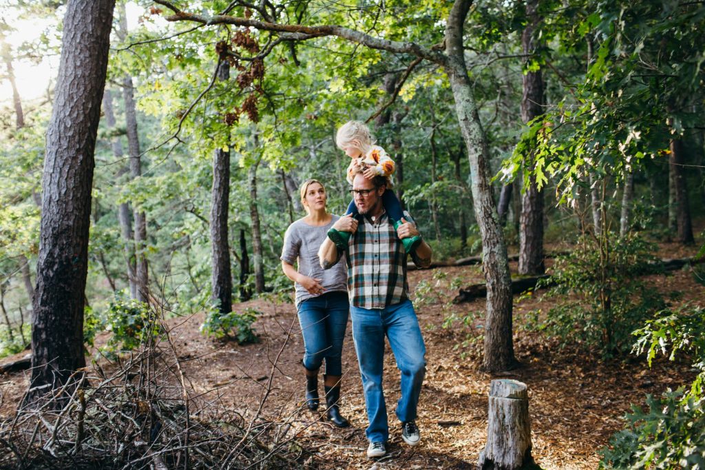 walking in the woods Shore Family photographer