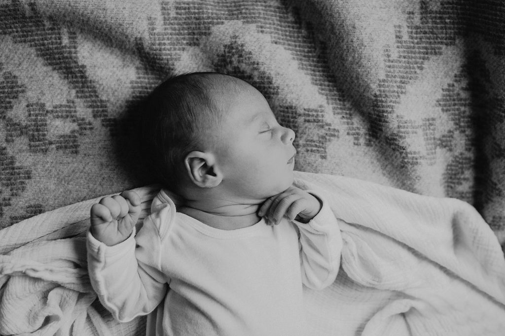black and white portrait of baby somerville newborn photos
