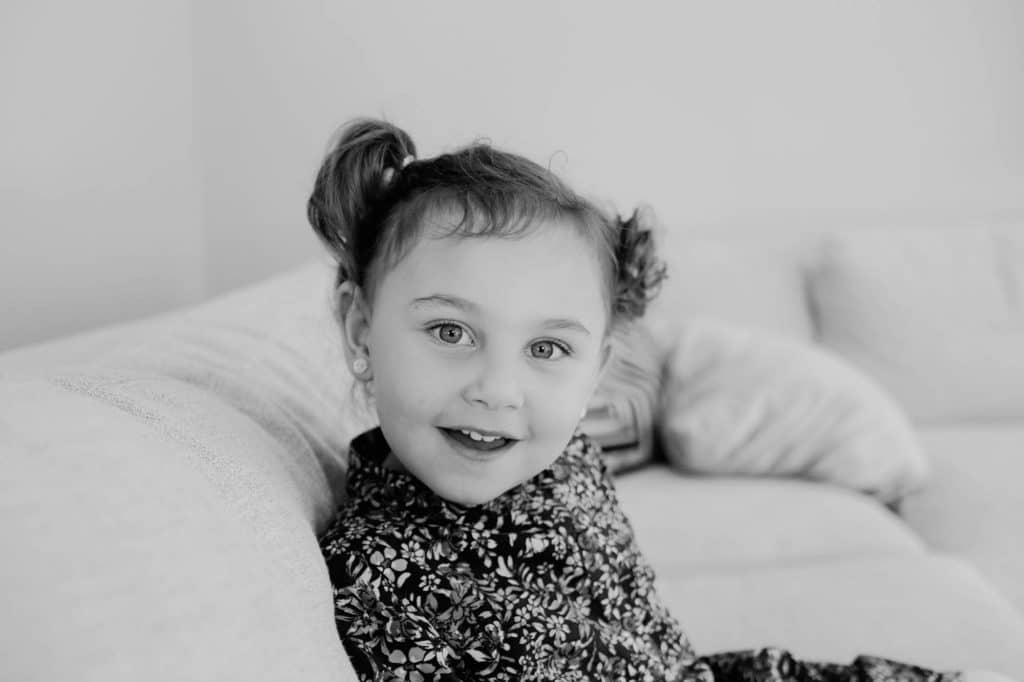 black and white portrait of a girl Needham Family Photographer