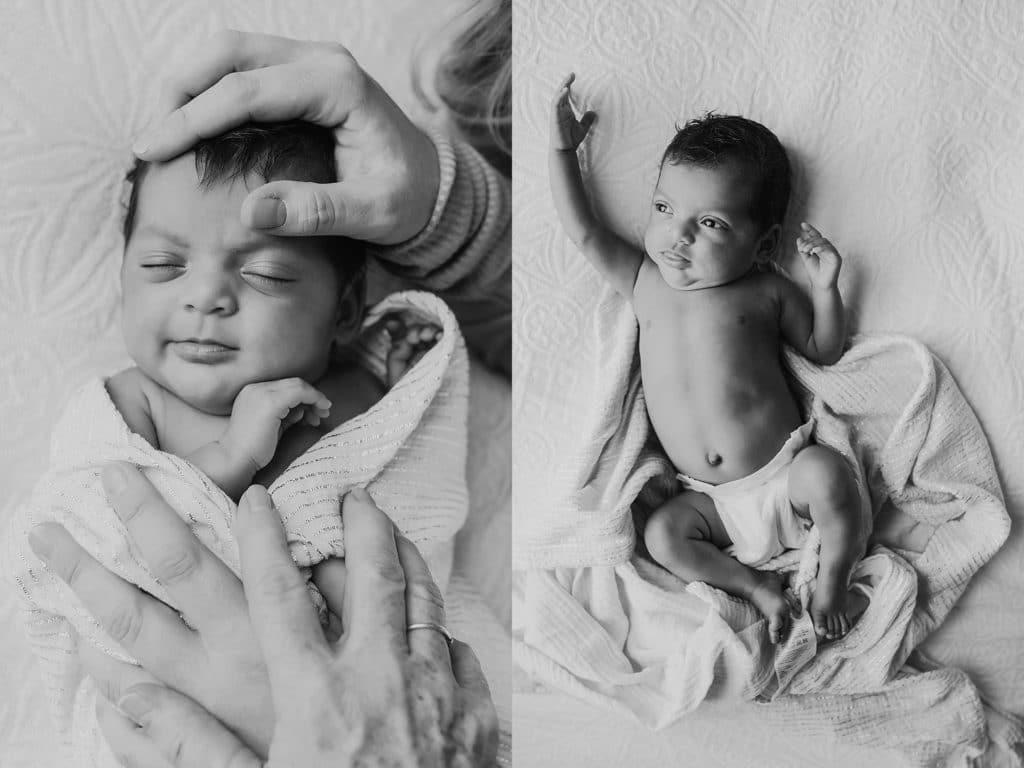 black and white portrait of newborn baby Boston newborn photographer 