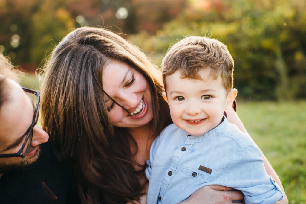 mom and son smiling Belmont Family photographer