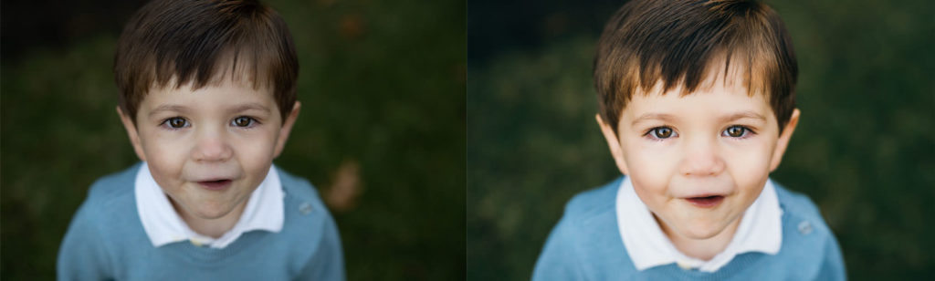before and after editing of child