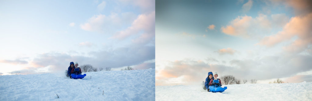 before and after edit sledding