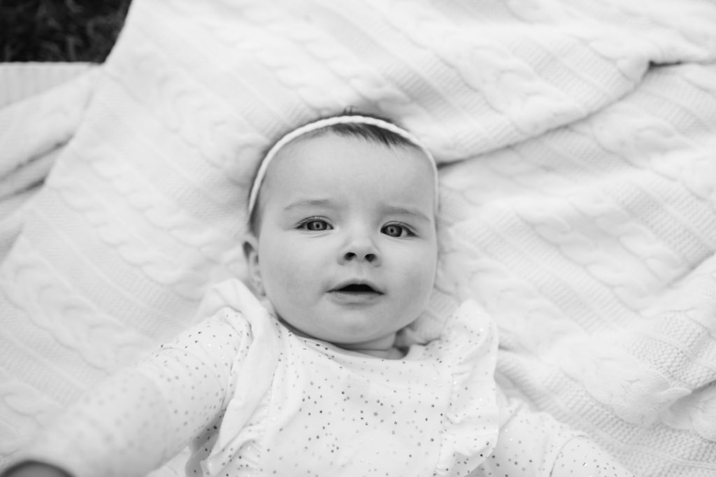 baby girl black and white portrait family photographer in Boston