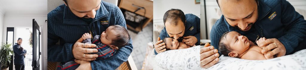 dad and newborn in the home